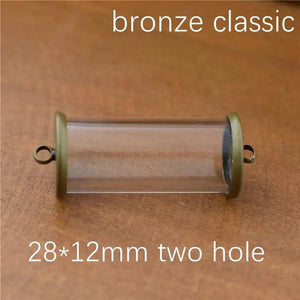 2pcs Hollow Glass Tube with Setting Base Glass Vials Pendant