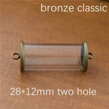 2pcs Hollow Glass Tube with Setting Base Glass Vials Pendant