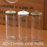 2pcs Hollow Glass Tube with Setting Base Glass Vials Pendant