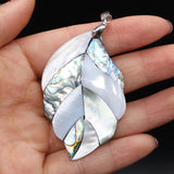 Abalone Mother of Pearl Shell Pendant Carved Hearts Leaf DIY Necklace Pendant