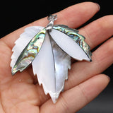 Abalone Mother of Pearl Shell Pendant Carved Hearts Leaf DIY Necklace Pendant