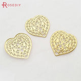 60pcs 21x21mm Brass Heart Charms Pendants DIY Jewelry Findings