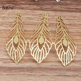 BoYuTe 65*67MM Brass Feather Pendant Charms Diy Filigree Jewelry Findings