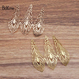 BoYuTe 65*67MM Brass Feather Pendant Charms Diy Filigree Jewelry Findings