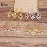 BoYuTe 65*67MM Brass Feather Pendant Charms Diy Filigree Jewelry Findings