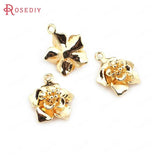 10pcs 16.5*14mm Brass 3D Flower Charms Pendants DIY Jewelry Findings