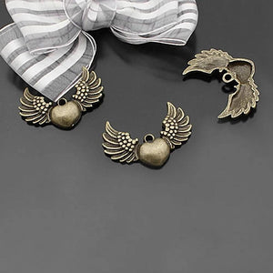 100g Antique Bronze Angel Feather Wings Charms Pendants