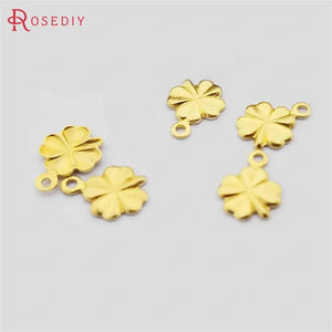 200pcs 6mm Brass Clover Charms Jewelry Findings