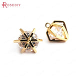 4pcs 12x10mm High Brass + Zircon 3D Rhombus Charms Pendants Jewelry Findings
