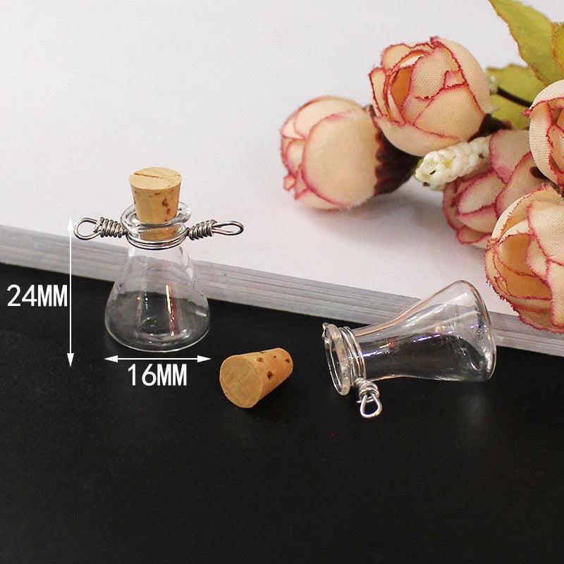 8PCS Mini Wishing Glass Bottle DIY Cork Vial Pendant
