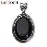 Oval Pendants Natural Stone Alloy Charms for Necklaces