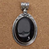 Oval Pendants Natural Stone Alloy Charms for Necklaces