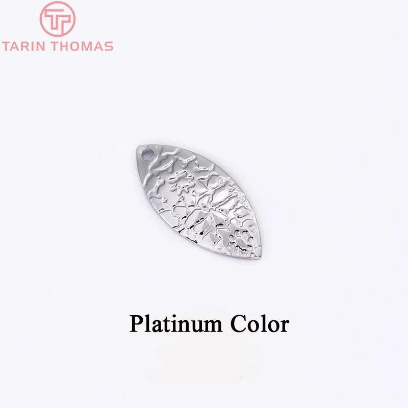 20PCS 8.5x19MM 24K Brass Leaf Charms Pendants DIY Jewelry Findings