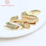 20PCS 8.5x19MM 24K Brass Leaf Charms Pendants DIY Jewelry Findings