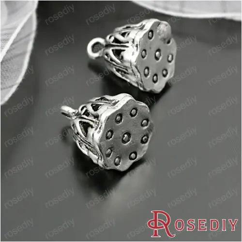 11mm Antique Silver Lotus Seedpod Charms Pendants DIY Jewelry Findings