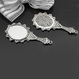 4PCS Oval & Round Zinc Alloy Antique Style Glass Mirror Charms Pendants