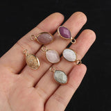 3Pcs Natural Stone Crystal Small Pendant Faceted Moon Crescent Charms