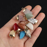 3Pcs Natural Stone Crystal Small Pendant Faceted Moon Crescent Charms