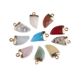 3Pcs Natural Stone Crystal Small Pendant Faceted Moon Crescent Charms