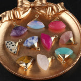 3Pcs Natural Stone Crystal Small Pendant Faceted Moon Crescent Charms