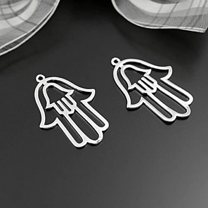 10 Silver Brass Buddha Palm Charms Pendants 31x21mm DIY Jewelry Findings