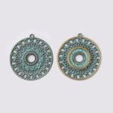 4PCS Large Antique Bronze Hollow Round Charms Pendants 44x41mm