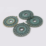 4PCS Large Antique Bronze Hollow Round Charms Pendants 44x41mm