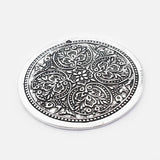 Large Boho Antique Carve Flower Round Charm Pendant for DIY Necklace 68mm