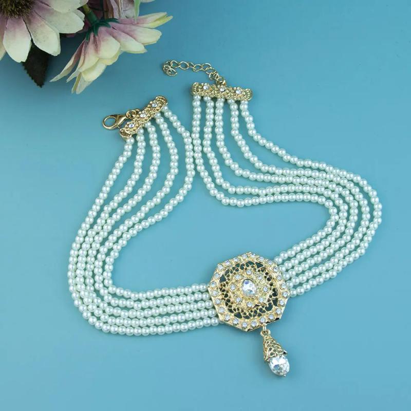 Moroccan Beads Choker Necklace Arabic Bride Wedding Jewelry