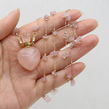 Amethyst Rose Quartz Perfume Bottle Pendant Necklace