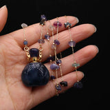 Amethyst Rose Quartz Perfume Bottle Pendant Necklace