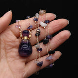 Amethyst Rose Quartz Perfume Bottle Pendant Necklace