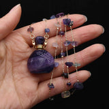 Amethyst Rose Quartz Perfume Bottle Pendant Necklace