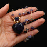 Amethyst Rose Quartz Perfume Bottle Pendant Necklace