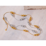 Stainless Steel Beads Chain Collar Necklace 18K PVD Plated