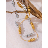 Stainless Steel Beads Chain Collar Necklace 18K PVD Plated