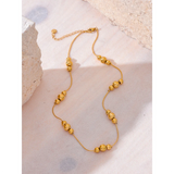 Stainless Steel Beads Chain Collar Necklace 18K PVD Plated