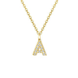 Women's Stainless Steel Initial Necklace with Inlay Zircon A-Z Letter Pendant