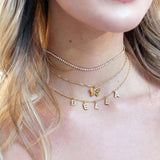 Name Initial Necklace with Zircon, Personalized Letter Pendant