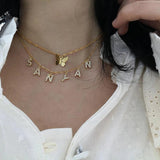 Name Initial Necklace with Zircon, Personalized Letter Pendant