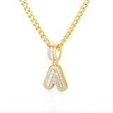 A-Z Initial Charms Necklace Iced Out Rock Candy Style Pendant CZ Letters