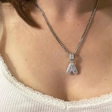 A-Z Initial Charms Necklace Iced Out Rock Candy Style Pendant CZ Letters