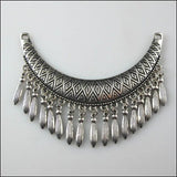 2Pcs Tibetan Silver Moon Tassels Charms Pendants Connectors
