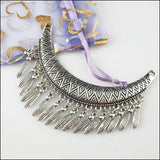 2Pcs Tibetan Silver Moon Tassels Charms Pendants Connectors