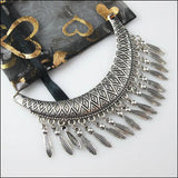 2Pcs Tibetan Silver Moon Tassels Charms Pendants Connectors
