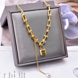316L Steel Pearl Choker Necklace with Tassel Charms