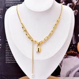 316L Steel Pearl Choker Necklace with Tassel Charms