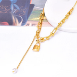 316L Steel Pearl Choker Necklace with Tassel Charms