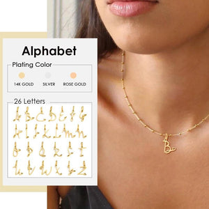 Heart Initial Necklace Golden Letter Charms Pendant Alphab