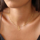 Heart Initial Necklace Golden Letter Charms Pendant Alphab
